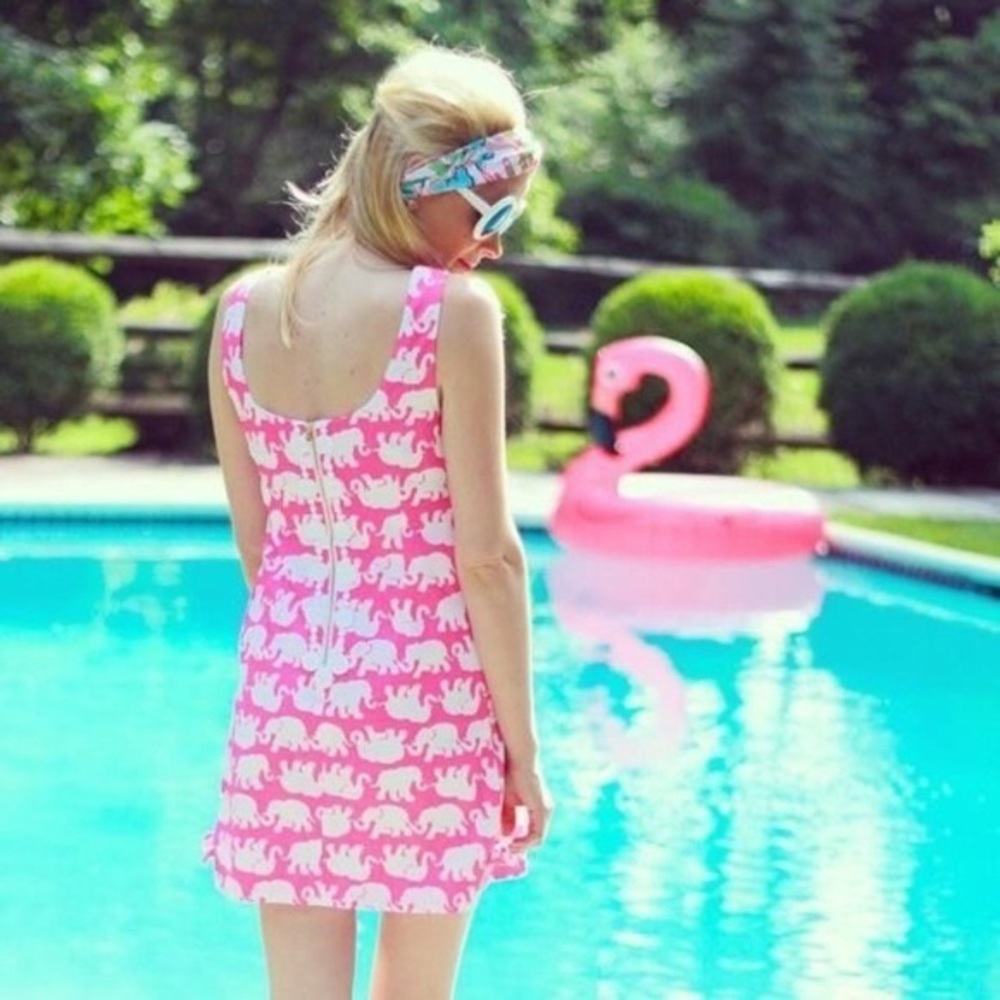 Lilly Pulitzer Delia white elephant pink dress sz 4